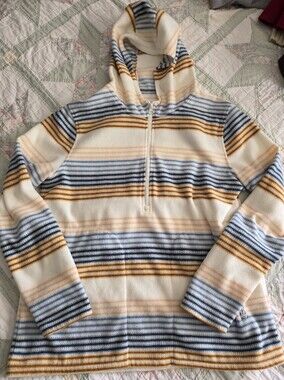 O'Neill Cream Hoodie with Blue and Brown Stripes